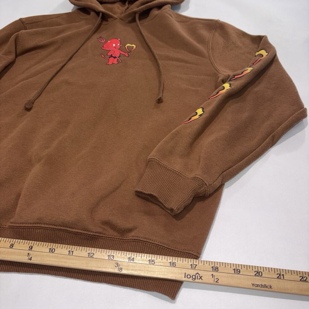 Hot Stuff Brown Fleece Pullover Hoodie M Cartoon Devil Graphic skater grunge emo - Picture 5 of 7